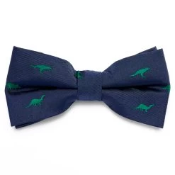 Navy Blue With Bold Green Dinosaurs Pre-Tied Bow Tie