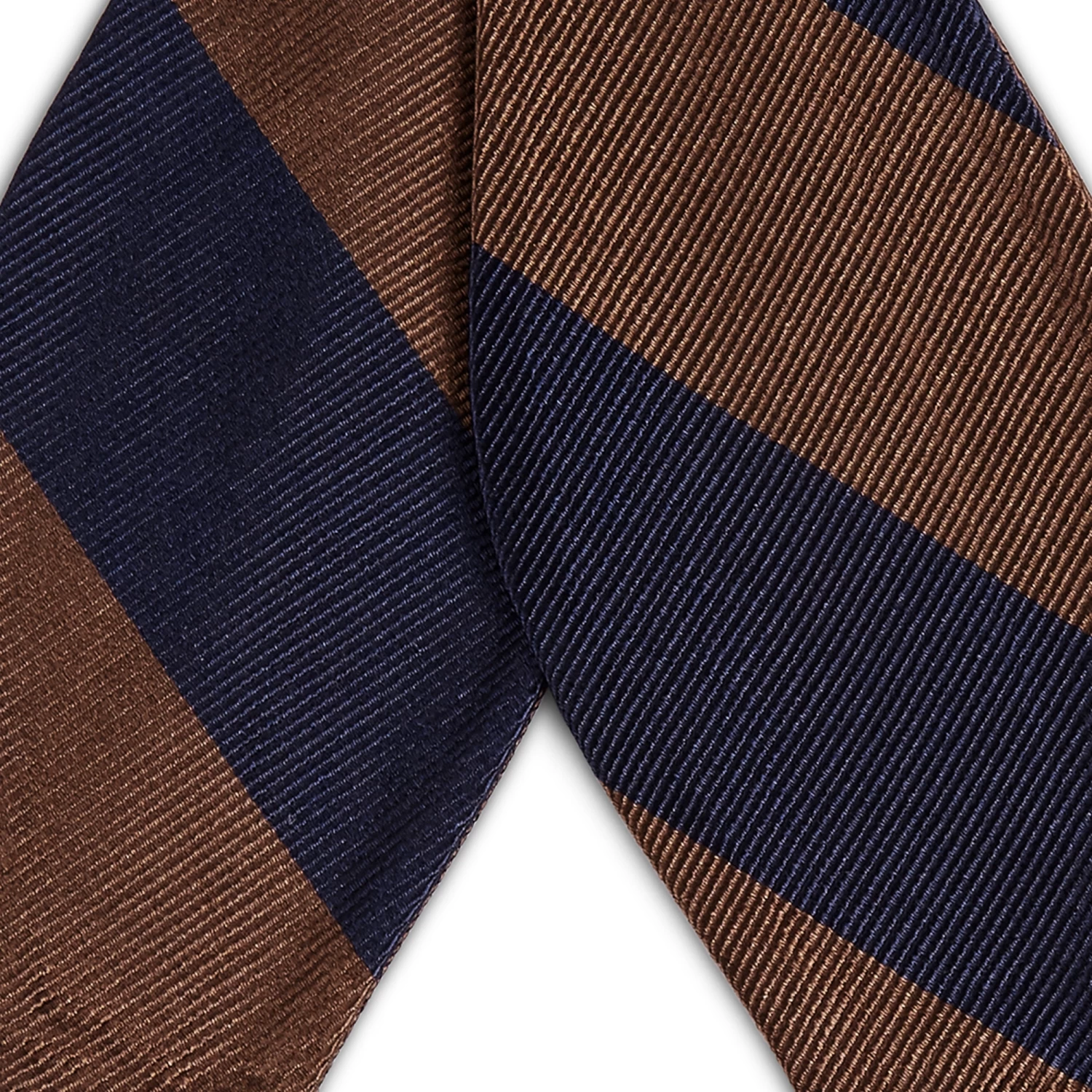 Navy Blue & Chocolate Brown Stripe Silk Self-Tie Bow Tie - Image 2