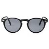 Black & Gunmetal Retro Round Polarised Sunglasses