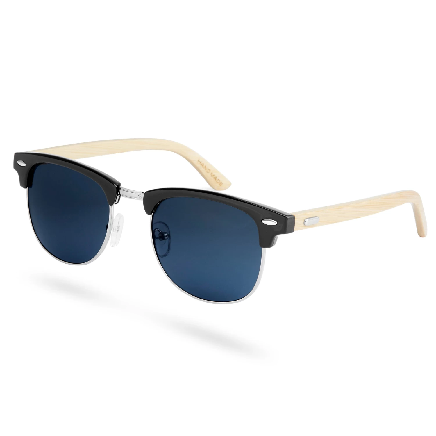 Black, Blue & Light Brown Wooden Sunglasses - Image 2