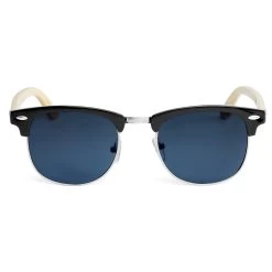 Black, Blue & Light Brown Wooden Sunglasses