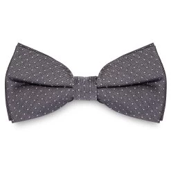 Dark Grey & White Polka Dot Silk Pre-Tied Bow Tie