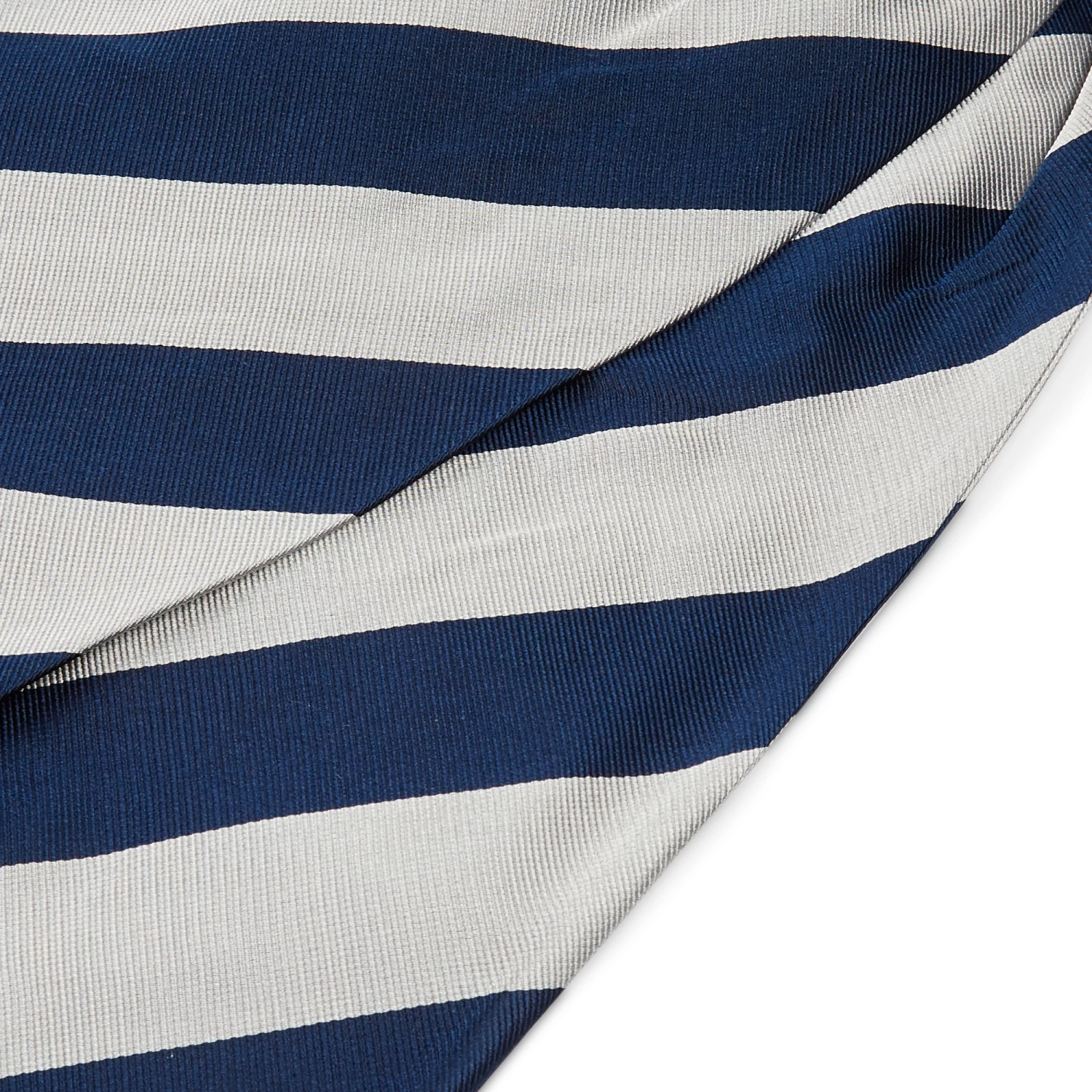 Navy Blue & Ivory Striped Silk Cravat - Image 2