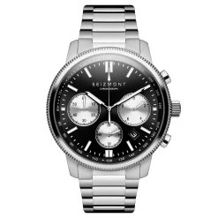 Chronum | Silver-tone And Black Stainless Steel Chronograph Watch