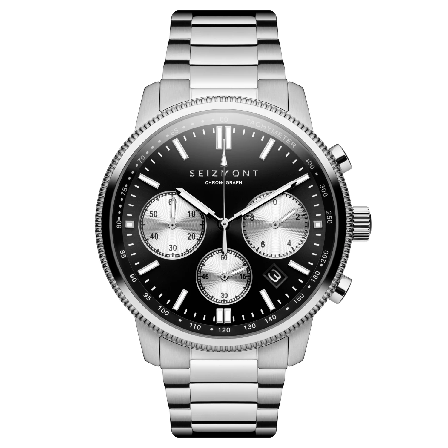 Chronum | Silver-tone And Black Stainless Steel Chronograph Watch