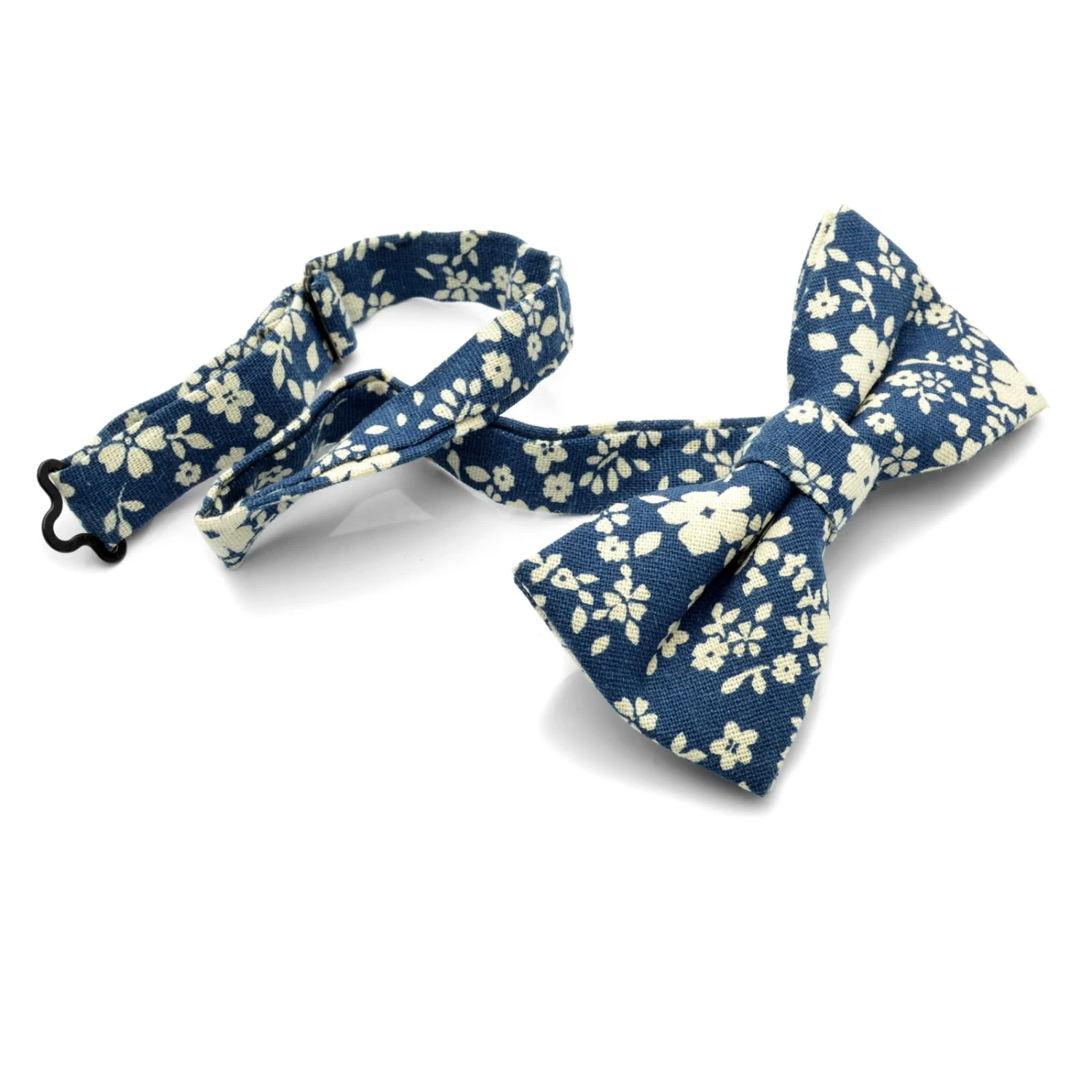 Azure Blue & White Floral Pre-Tied Bow Tie - Image 2
