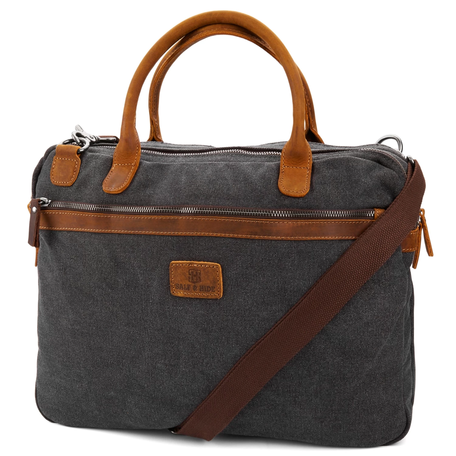 Tarpa | Grey Canvas & Tan Leather Laptop Bag