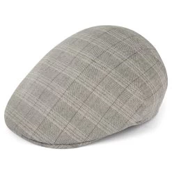 Tirol | Camouflage & Light Grey Plaid Linen Flat Cap