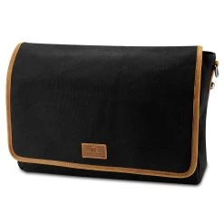 Tarpa | Black Canvas & Tan Leather Messenger Bag