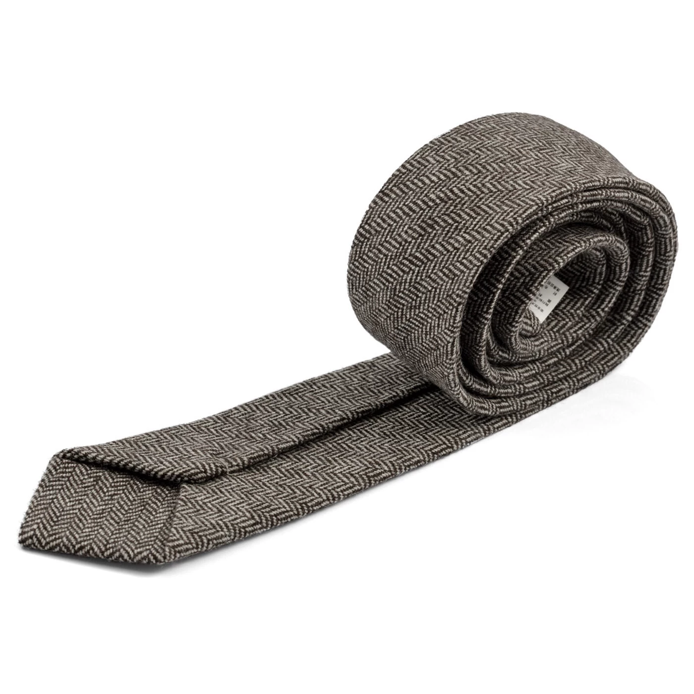 Brown & Grey Patterned Wool Tie - Image 2