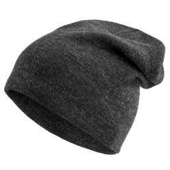 Charcoal Merino Wool Mix Fine Knitted Beanie