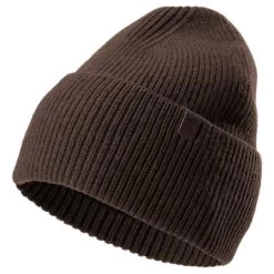 Dark Brown Recycled Wool Cuffed Beanie