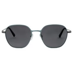 Blue & Gunmetal Titanium Polarised Hexagonal Sunglasses