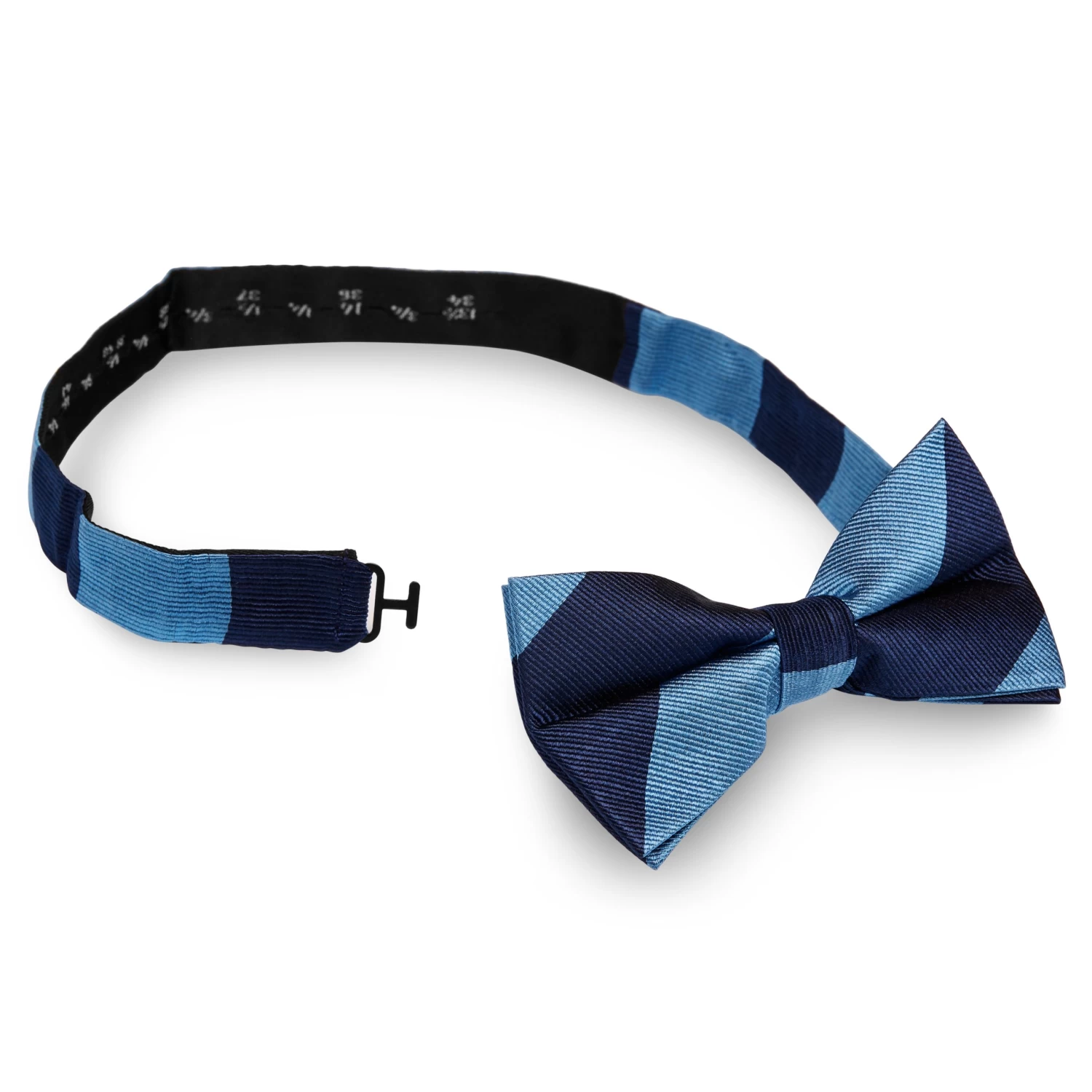 Navy & Light Blue Stripe Silk Pre-Tied Bow Tie - Image 2