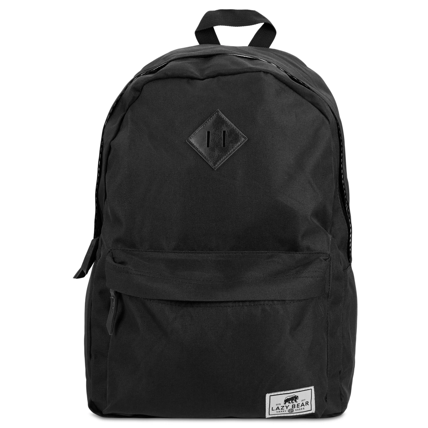 Lewis | Black Polyester & Faux Leather Simple Backpack - Image 2