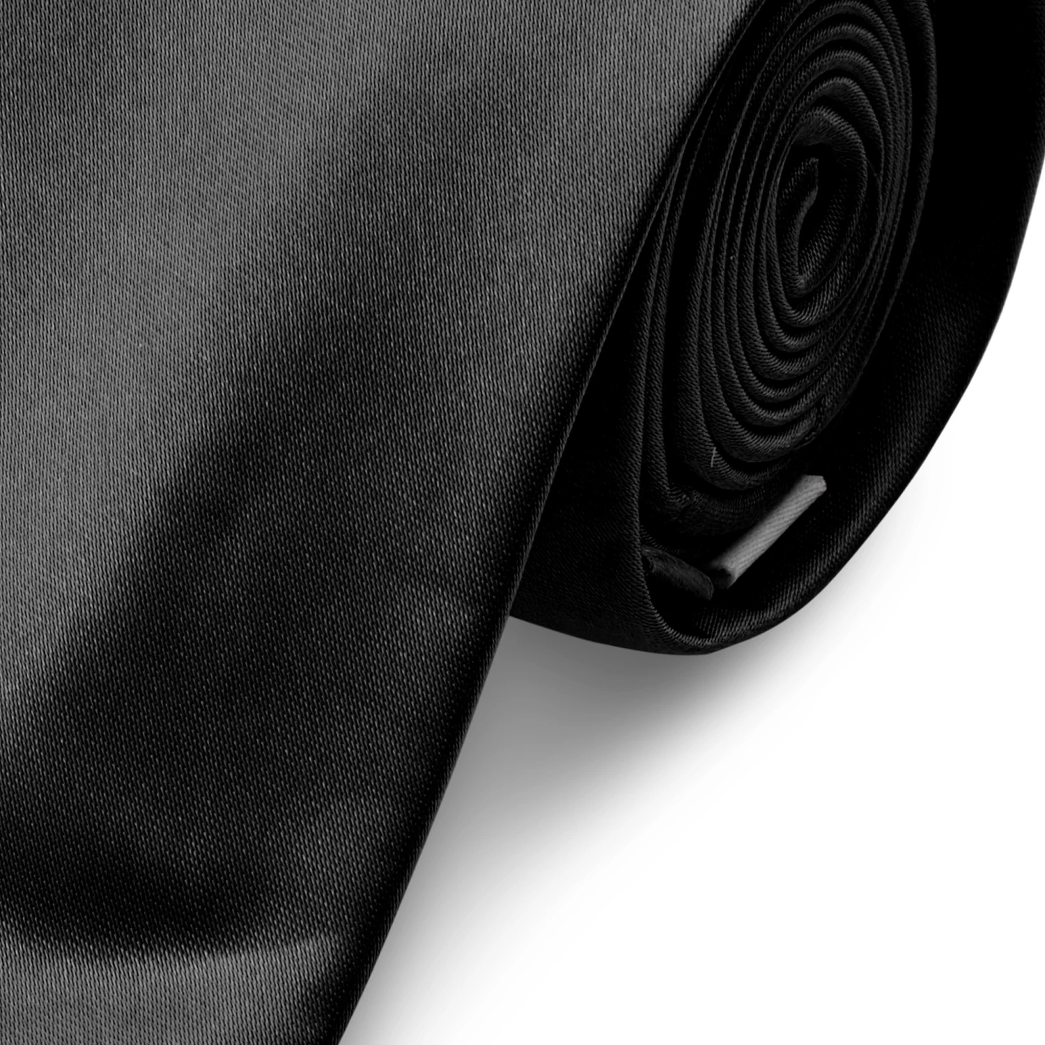 Basic Shiny Black Polyester Tie - Image 3