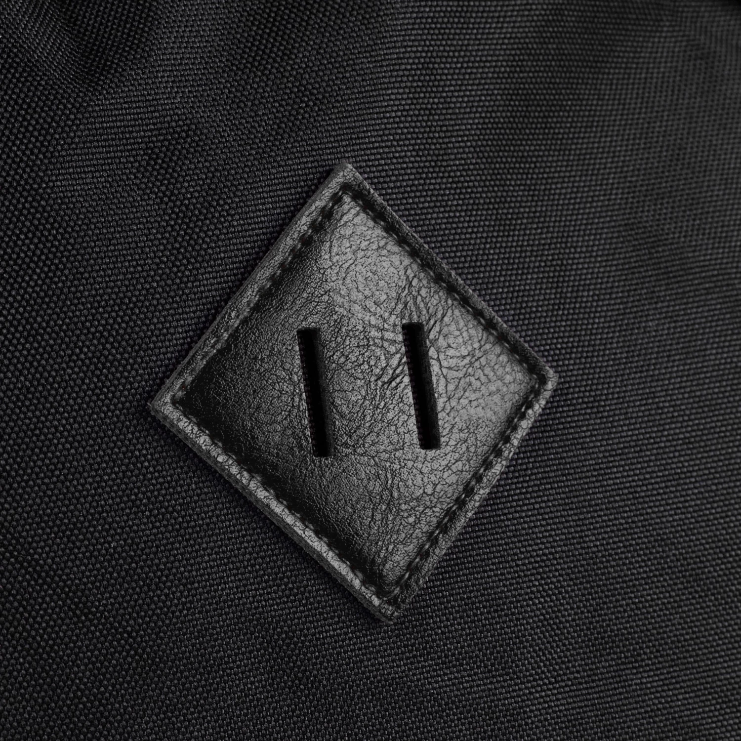 Lewis | Black Polyester & Faux Leather Simple Backpack - Image 3