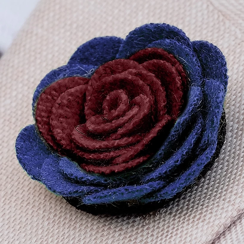 Royal Blue & Burgundy Flower Lapel Pin - Image 4