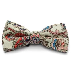 Cream Paisley Pre-Tied Bow Tie