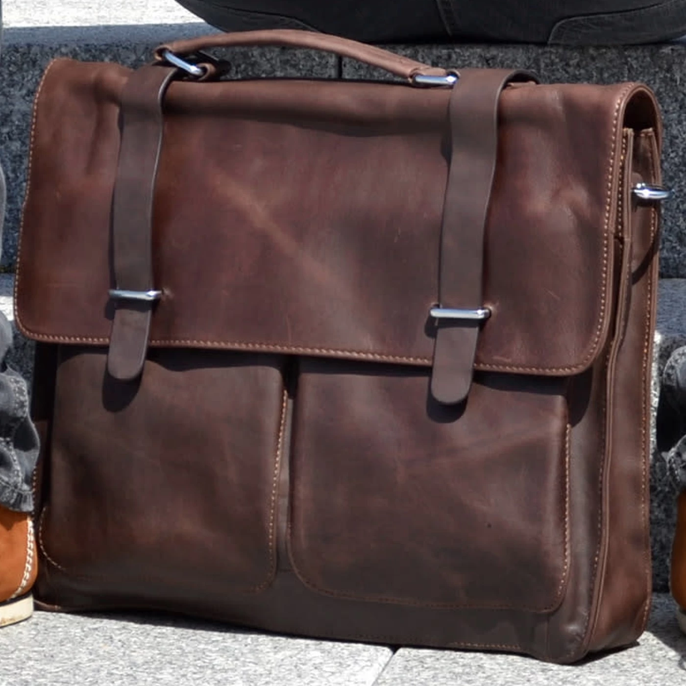Vintage Dark Brown Leather Case - Image 11
