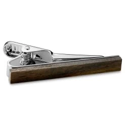 Ebony Wood & Metal Tie Clip