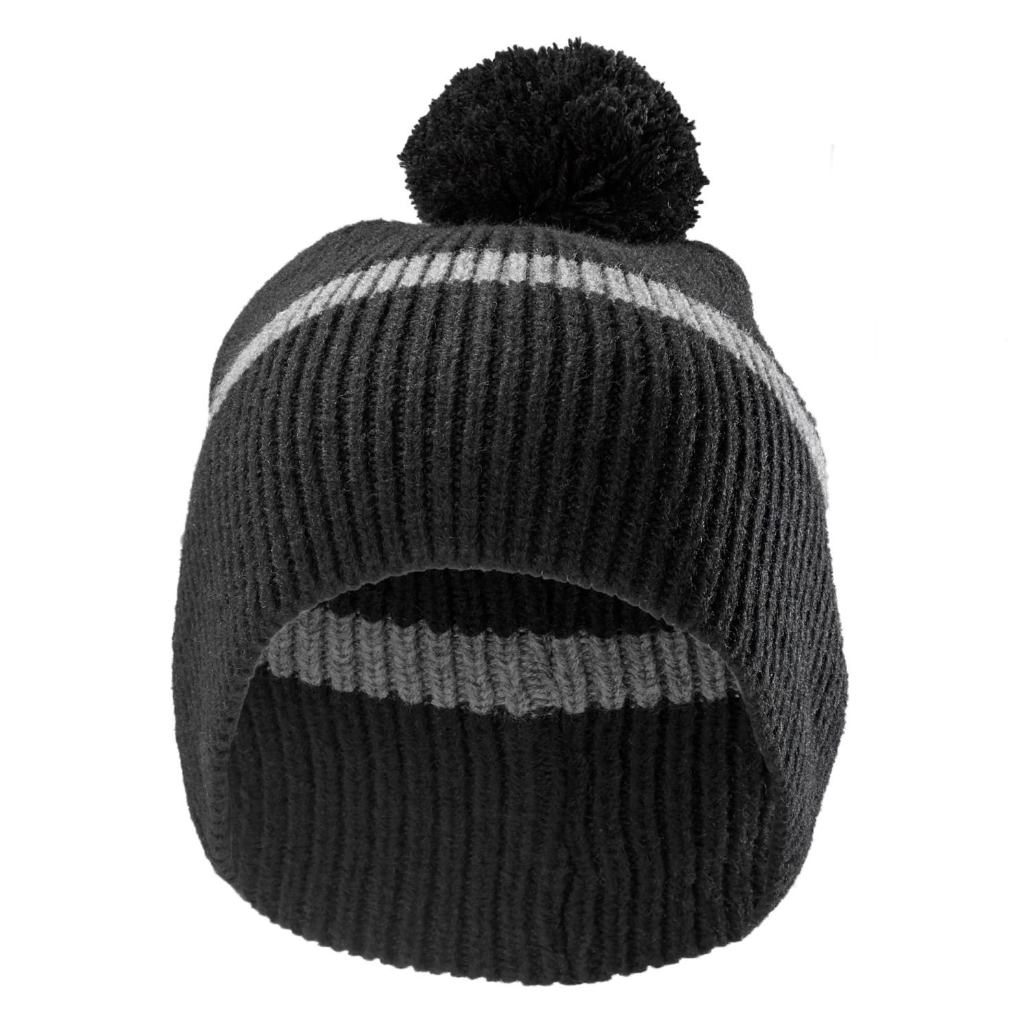 Montagna | Black & Camouflage Grey Fine Knitted Beanie With Tassel - Image 6
