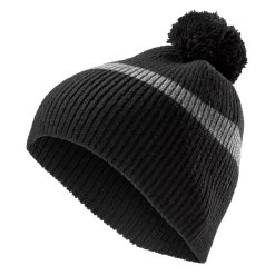 Montagna | Black & Camouflage Grey Fine Knitted Beanie With Tassel