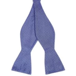 Light Blue & White Polka Dot Silk Self-Tie Bow Tie