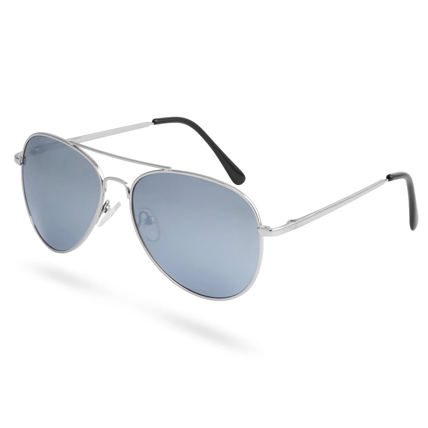 Silver-Tone & Smoke Grey Aviator Sunglasses - Image 2