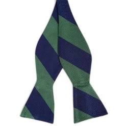 Emerald Green & Navy Stripe Self-Tie Silk Bow Tie