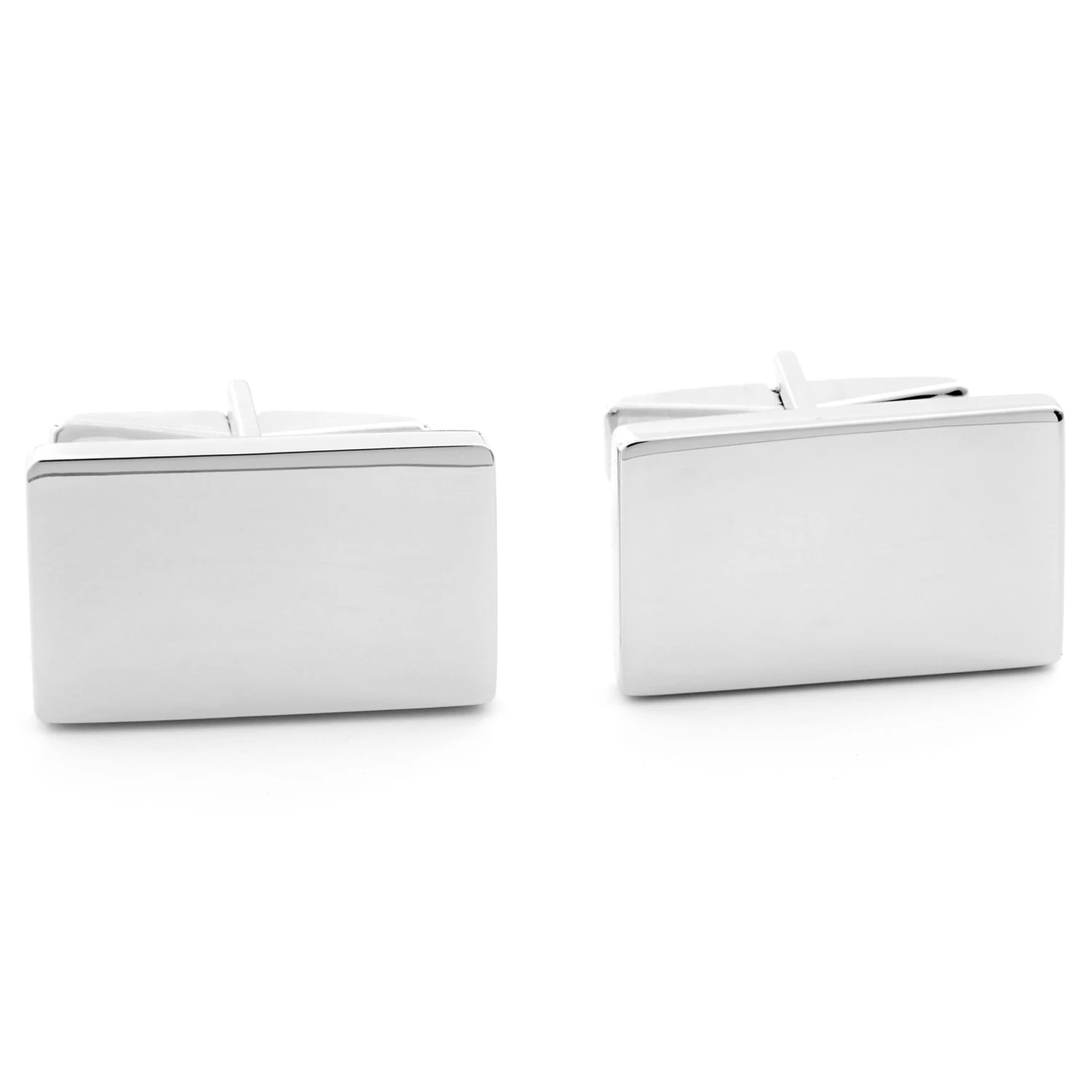 Rectangle Sleek 925s Silver Cufflinks And Short Tie Clip Set - Image 3