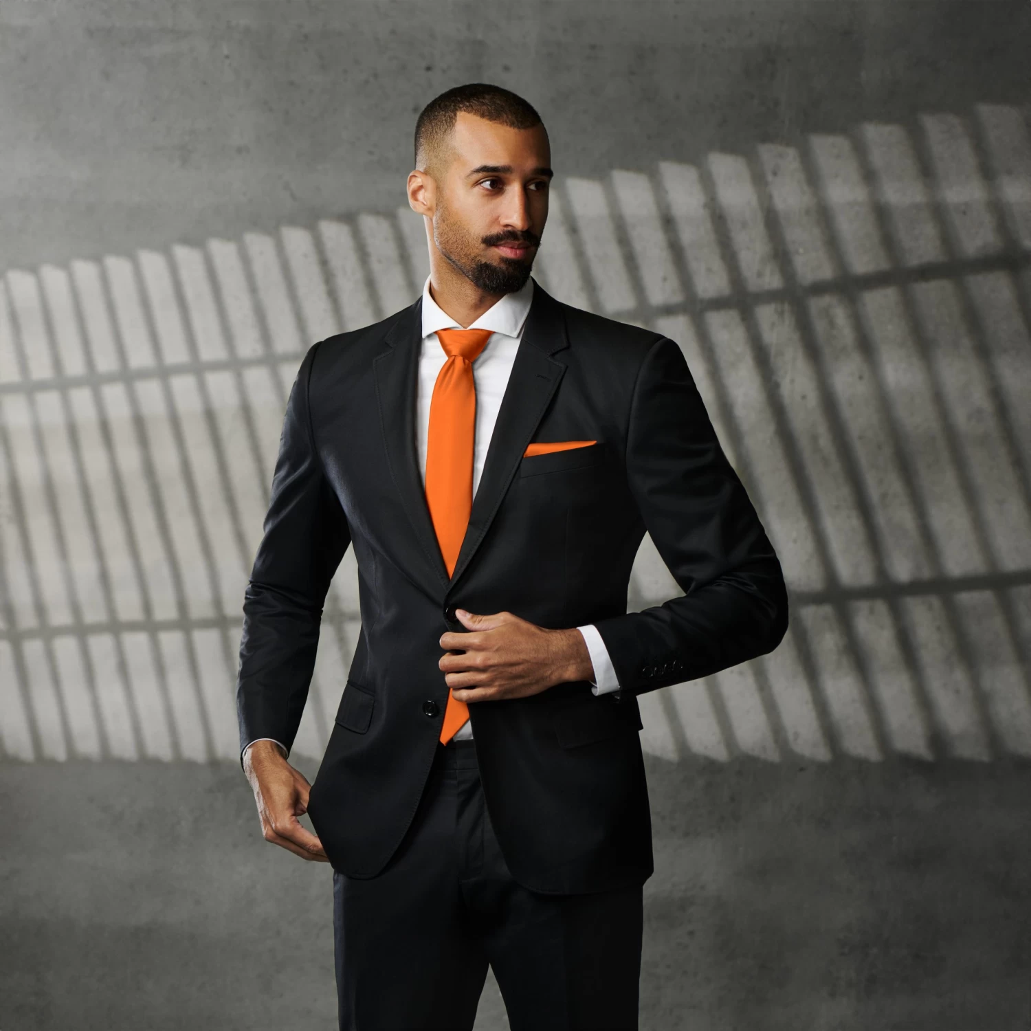 Basic Wide Neon Orange Polyester Tie - Image 2