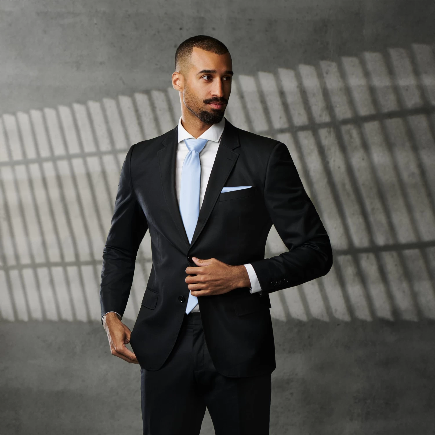 Basic Wide Shiny Baby Blue Polyester Tie - Image 5