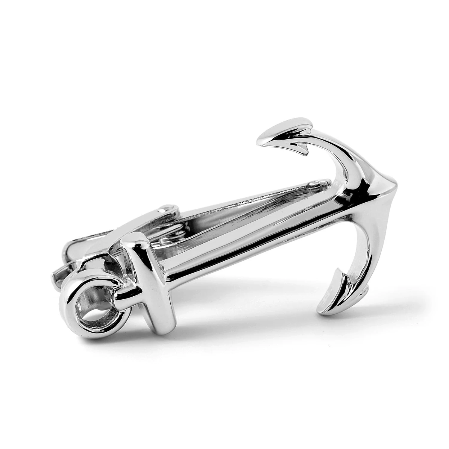Silver-Tone Anchor Tie Clip & Cufflinks Set - Image 2