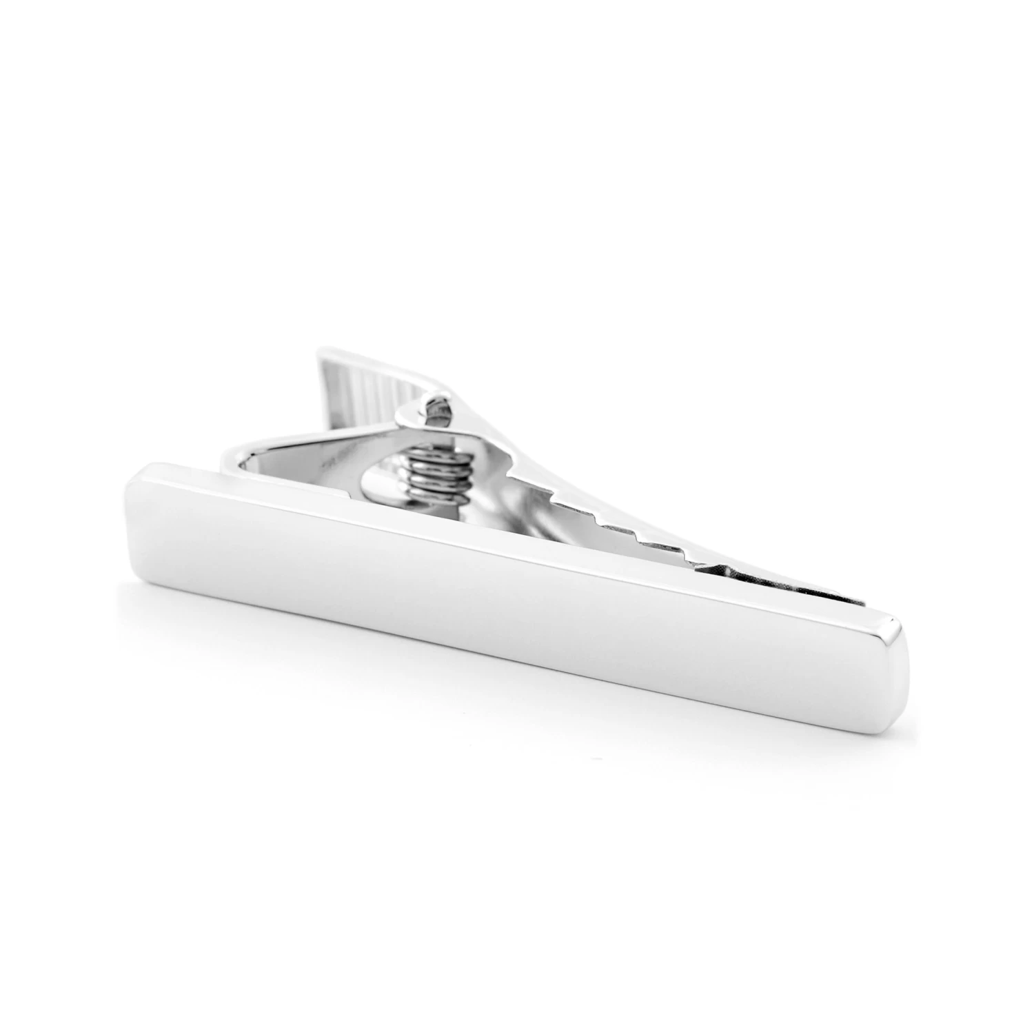 Rectangle Sleek 925s Silver Cufflinks And Short Tie Clip Set - Image 6
