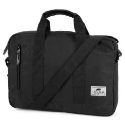 Lewis | Black Polyester & Faux Leather Laptop Bag