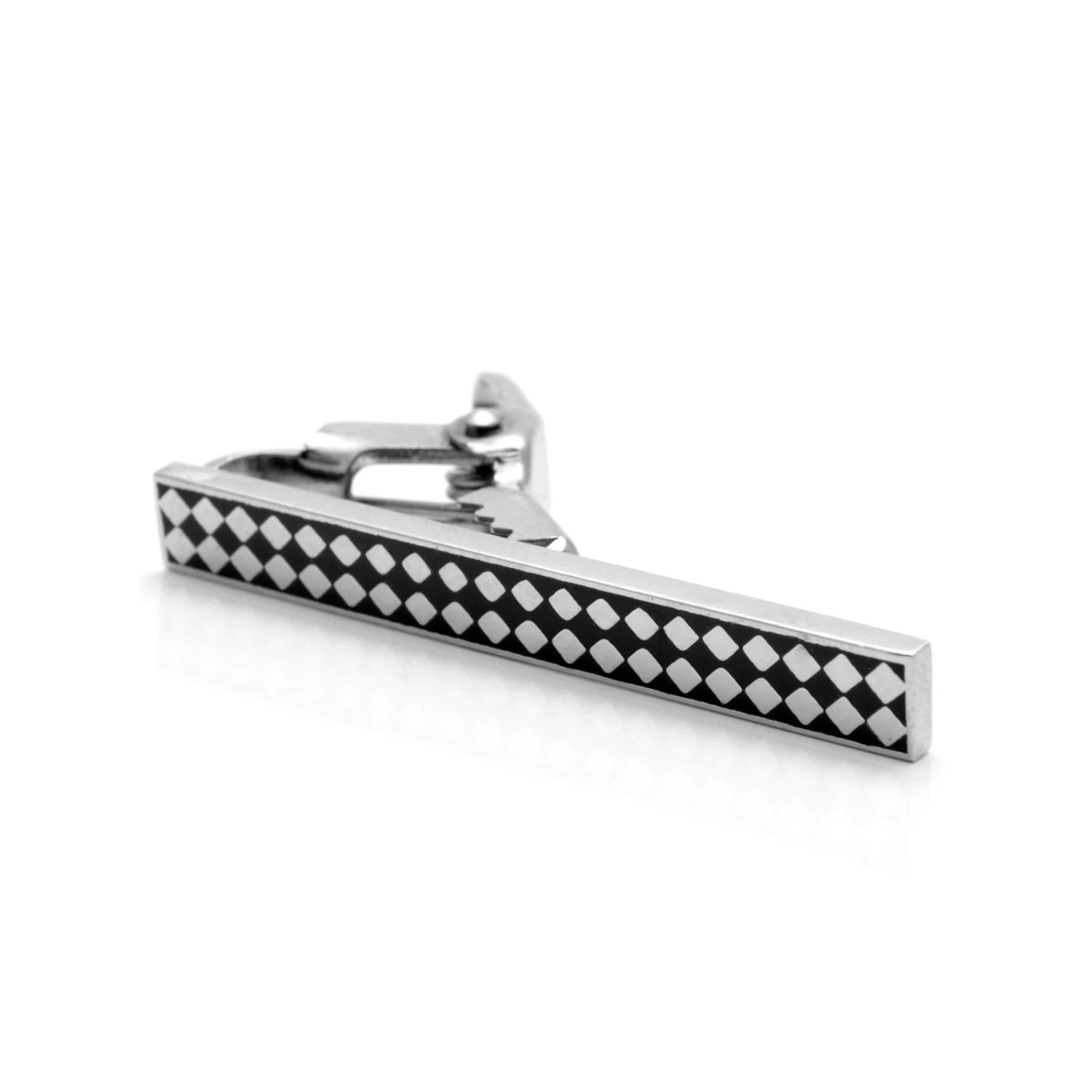 Black & Silver-Tone Dotted Harlequin Tie Clip - Image 2