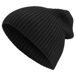 Kite | Black Lightweight Organic Cotton Chunky Knitted Rib Beanie