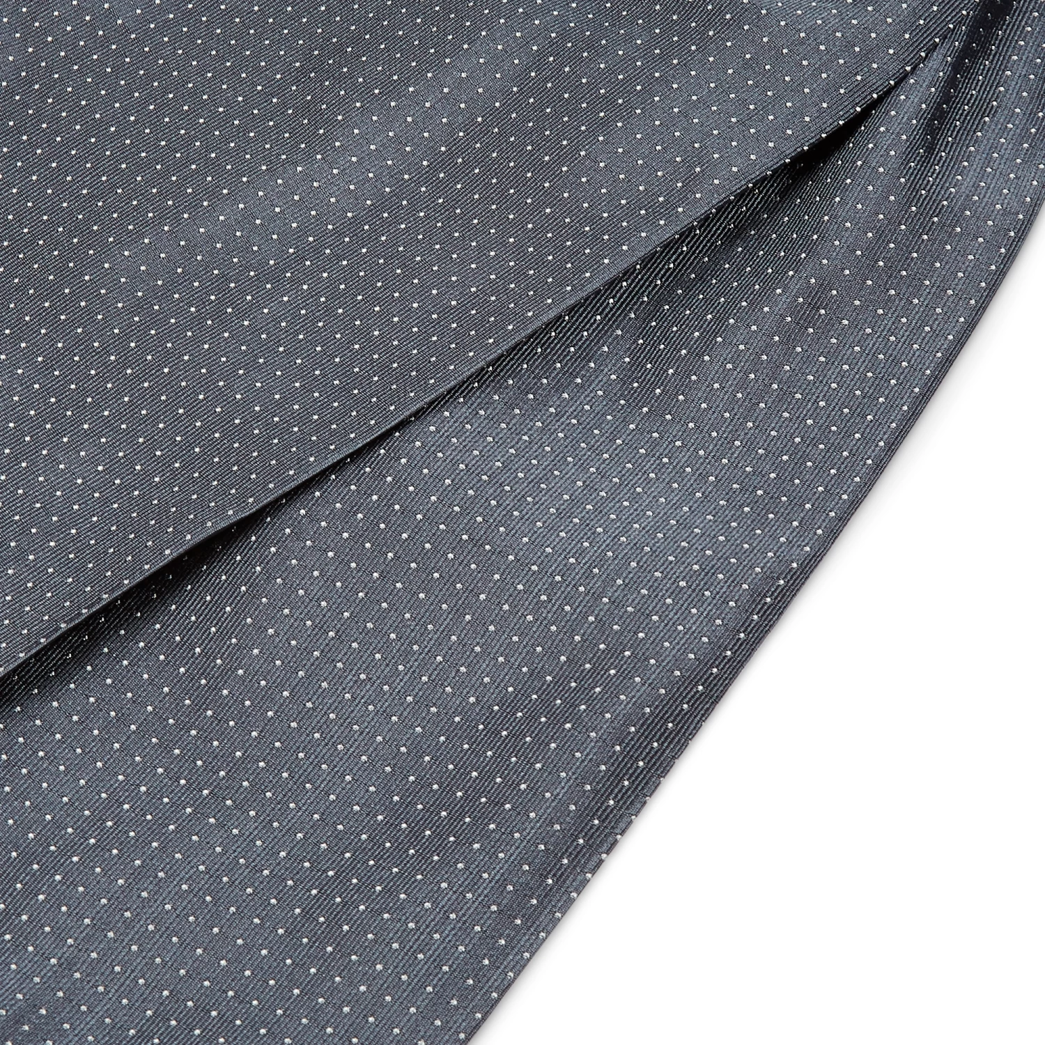 Grey & White Polka Dot Silk Cravat - Image 2