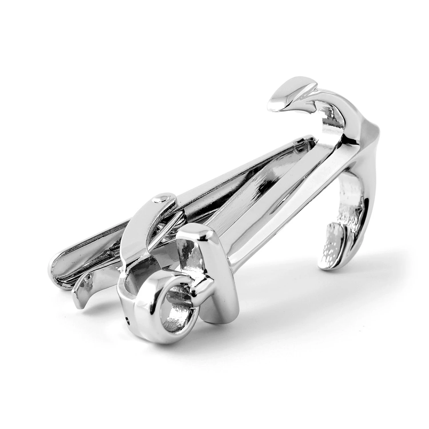 Silver-Tone Anchor Tie Clip & Cufflinks Set - Image 3