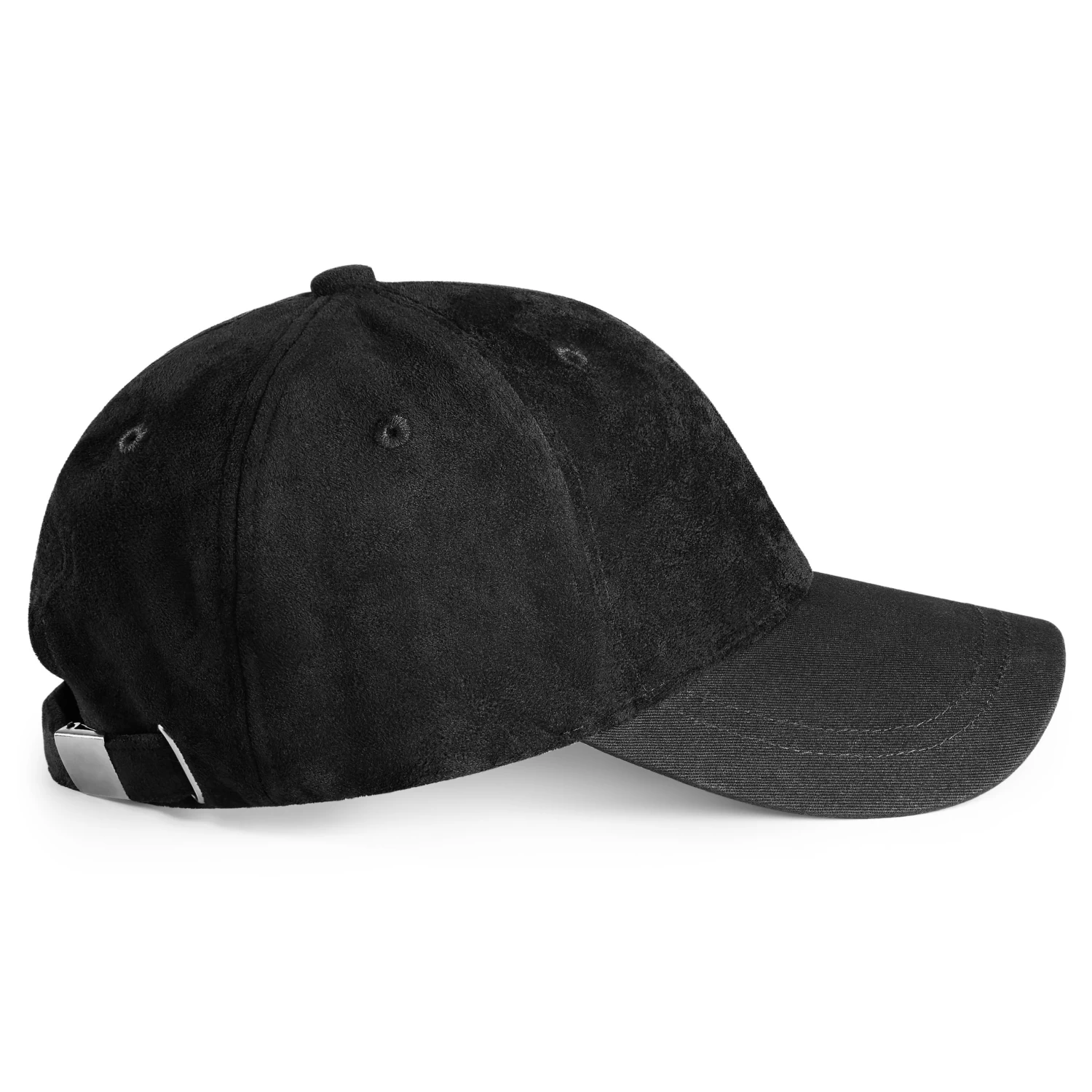 Lacuna | Black Faux Suede-Brimmed Cotton Baseball Cap - Image 3