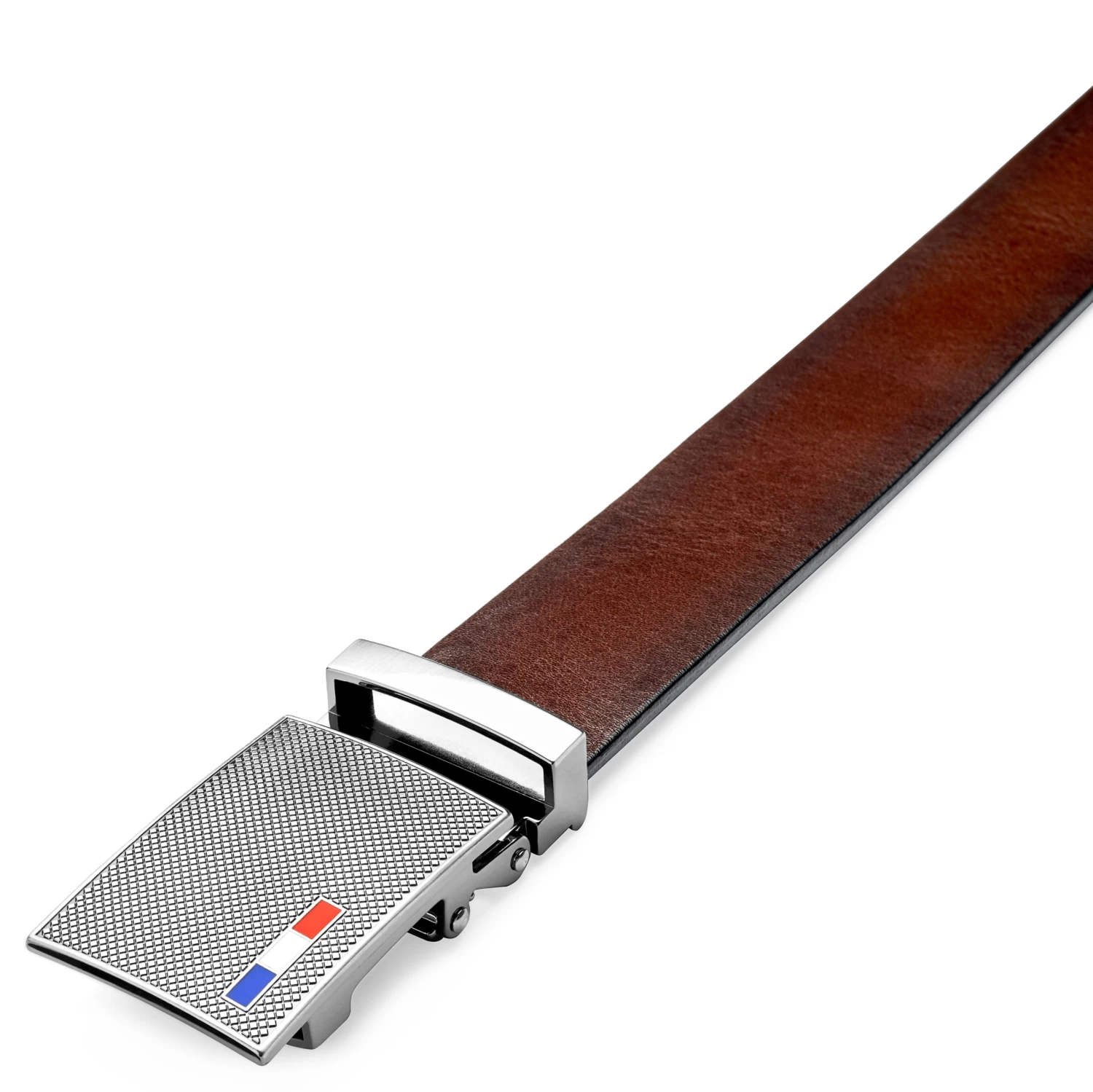 Vintage Brown Full Grain Leather Auto-lock Belt - Image 3