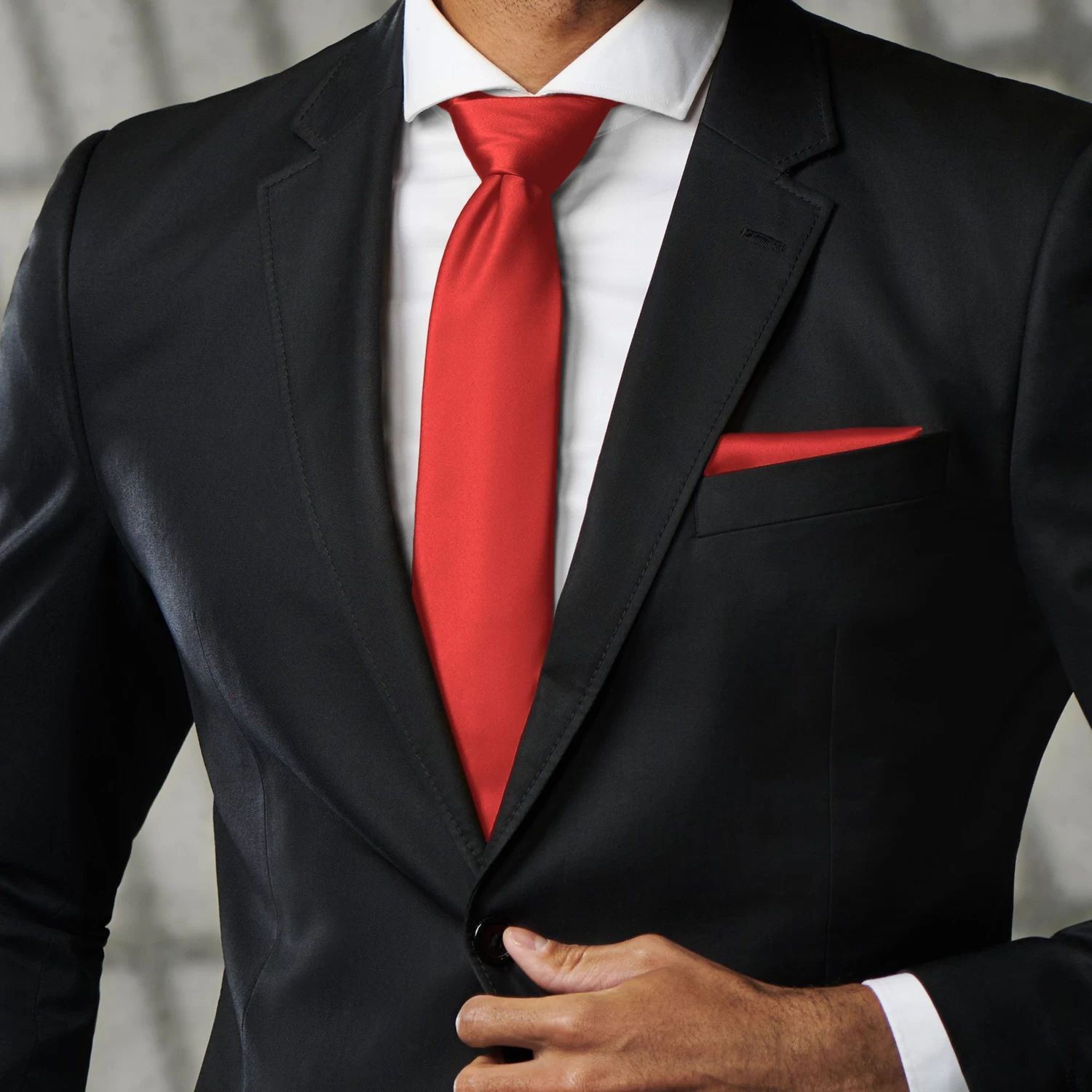Basic Wide Shiny Red Polyester Tie - Image 7