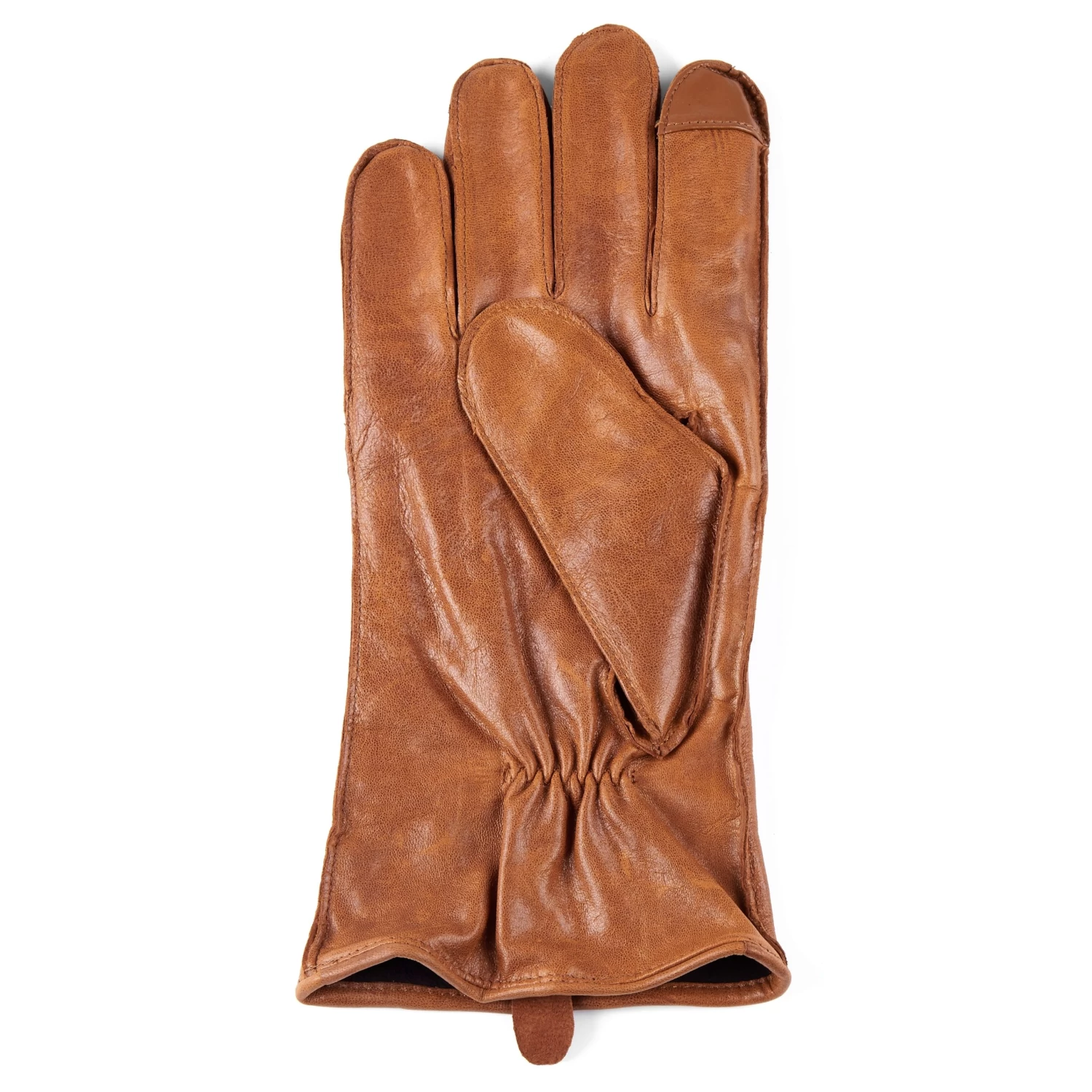 Cuffed Tan Perforated Touchscreen Compatible Sheep Leather Gloves - Image 7