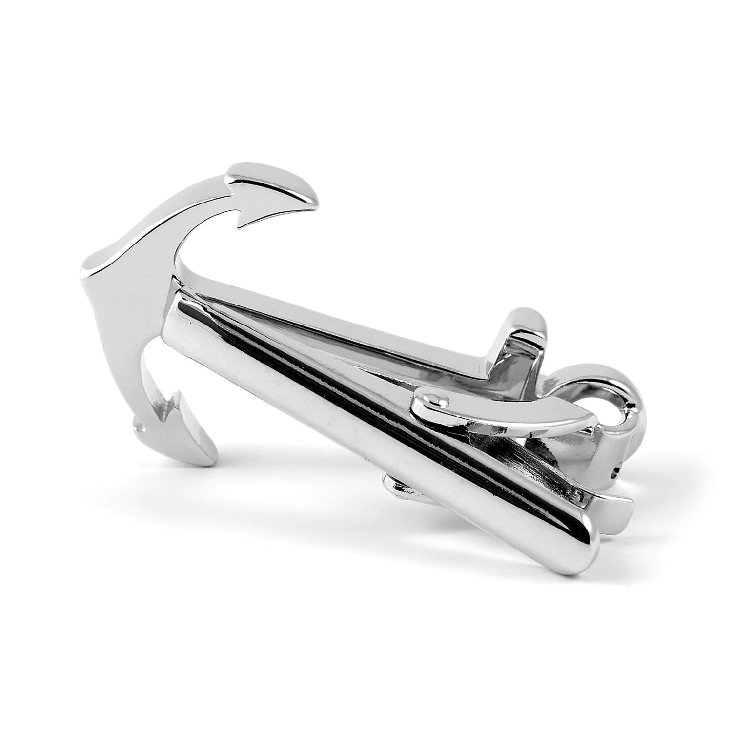 Silver-Tone Anchor Tie Clip & Cufflinks Set - Image 4