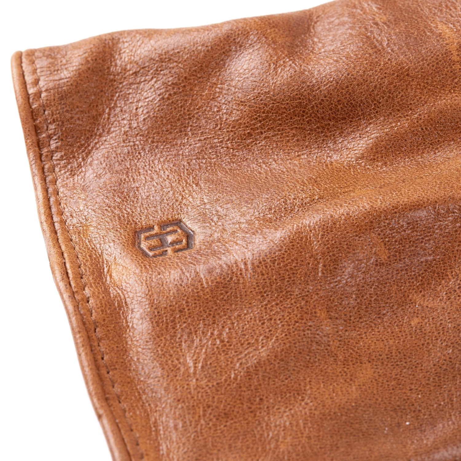 Cuffed Tan Perforated Touchscreen Compatible Sheep Leather Gloves - Image 2