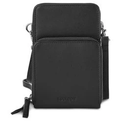 Black Leather Mobile Phone Bag With Wallet Pocket