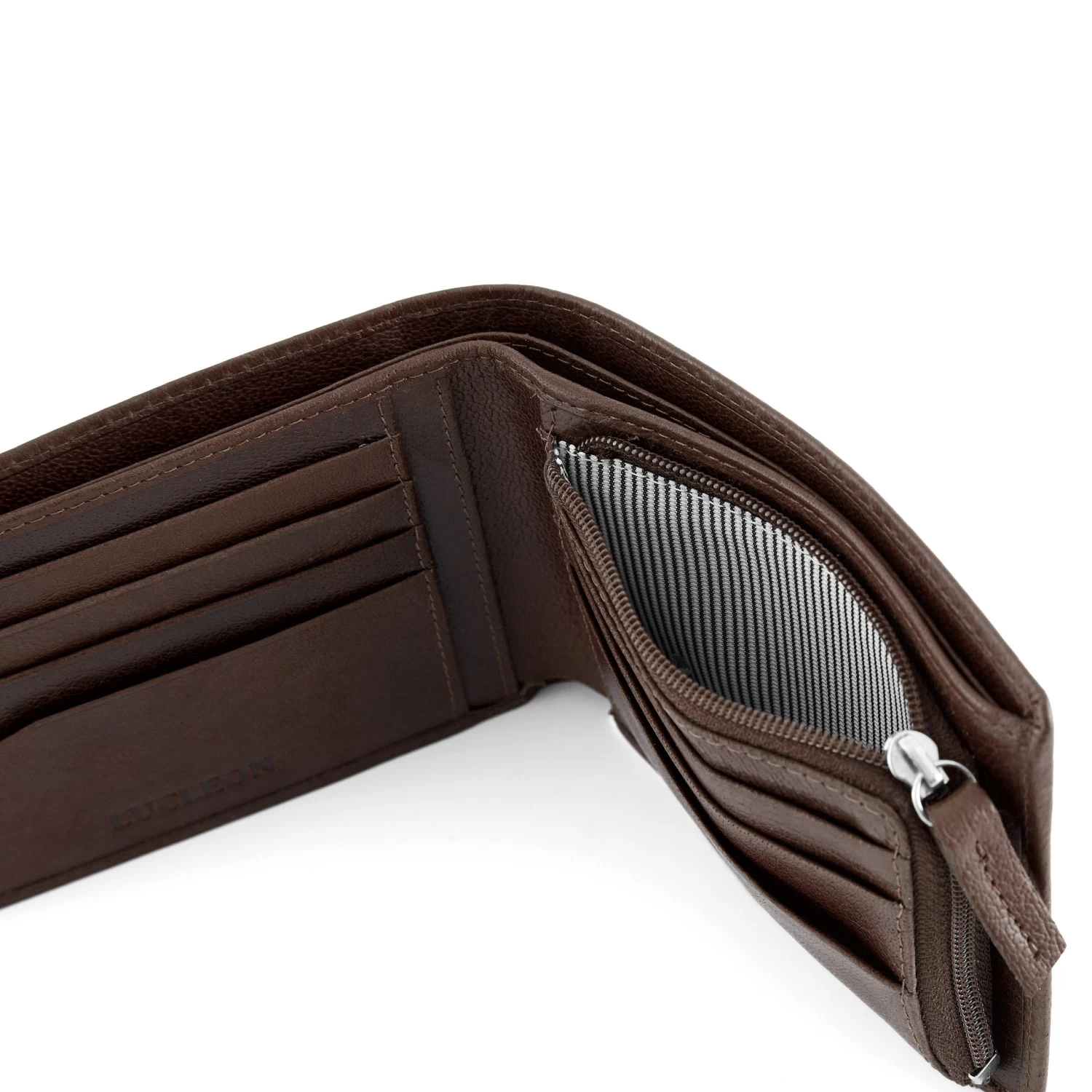 California | Brown Inside Zip Leather Wallet - Image 7