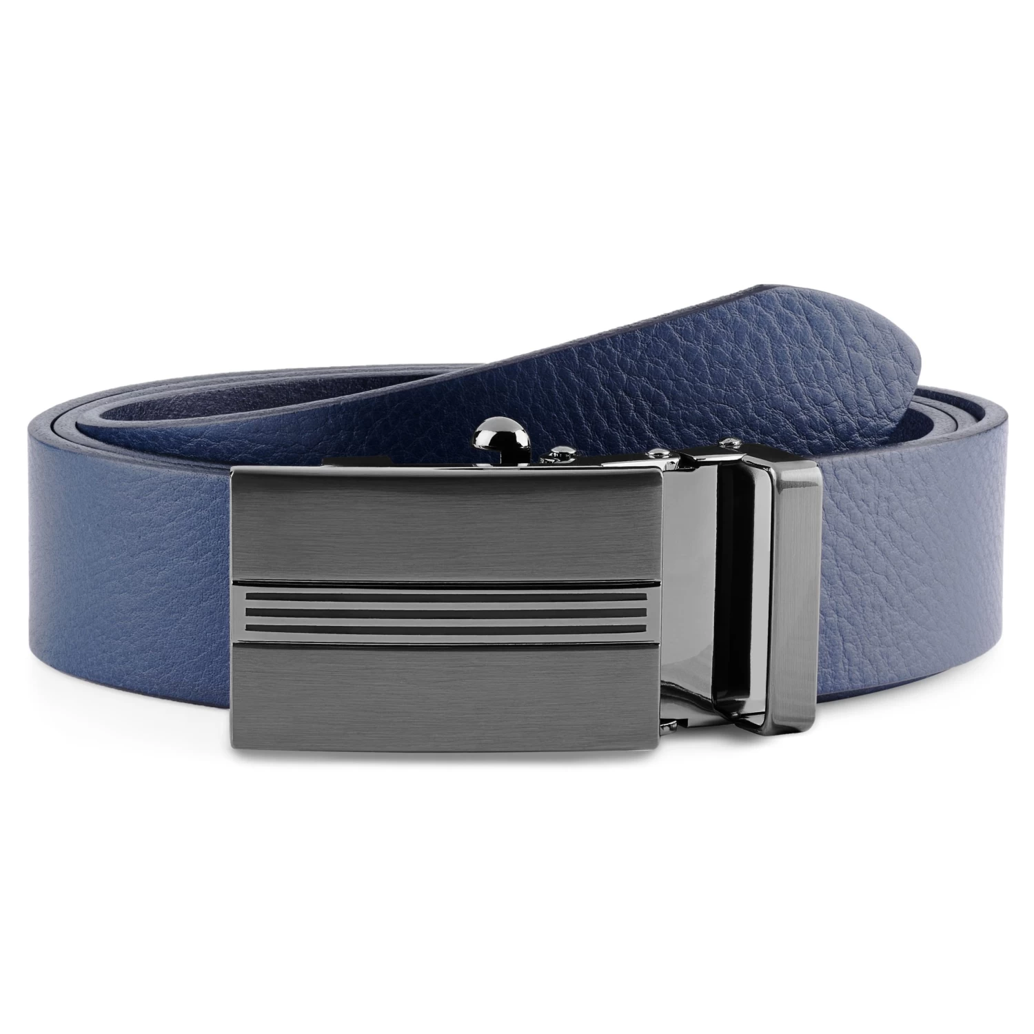 Navy Full-Grain Leather Auto Lock Belt