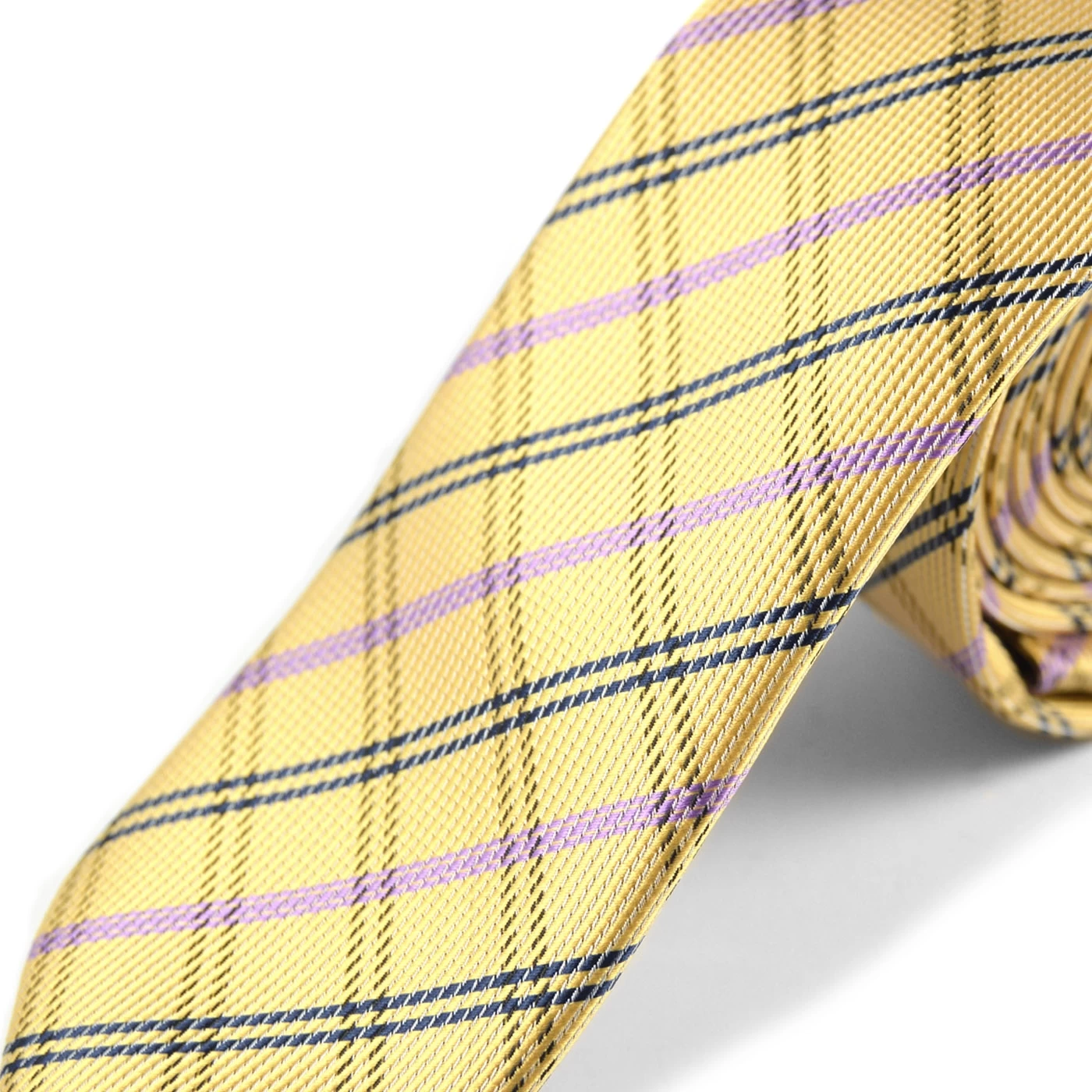 Gold, Pink & Blue Chequered Polyester Tie - Image 2